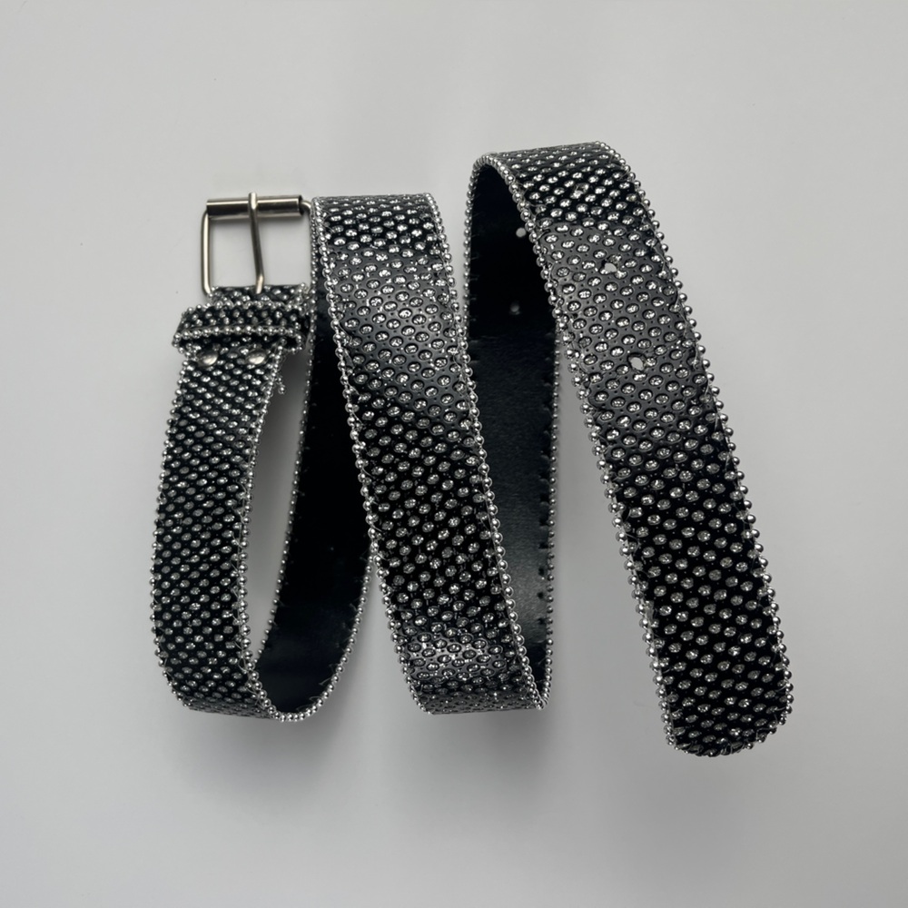 Sparkly Black Textured Belt
